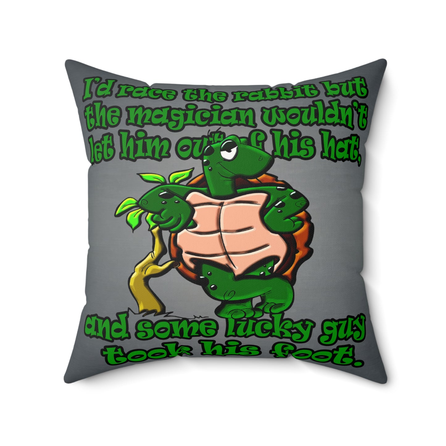 turtle race - Faux Suede Square Pillow - (grey-light grey)