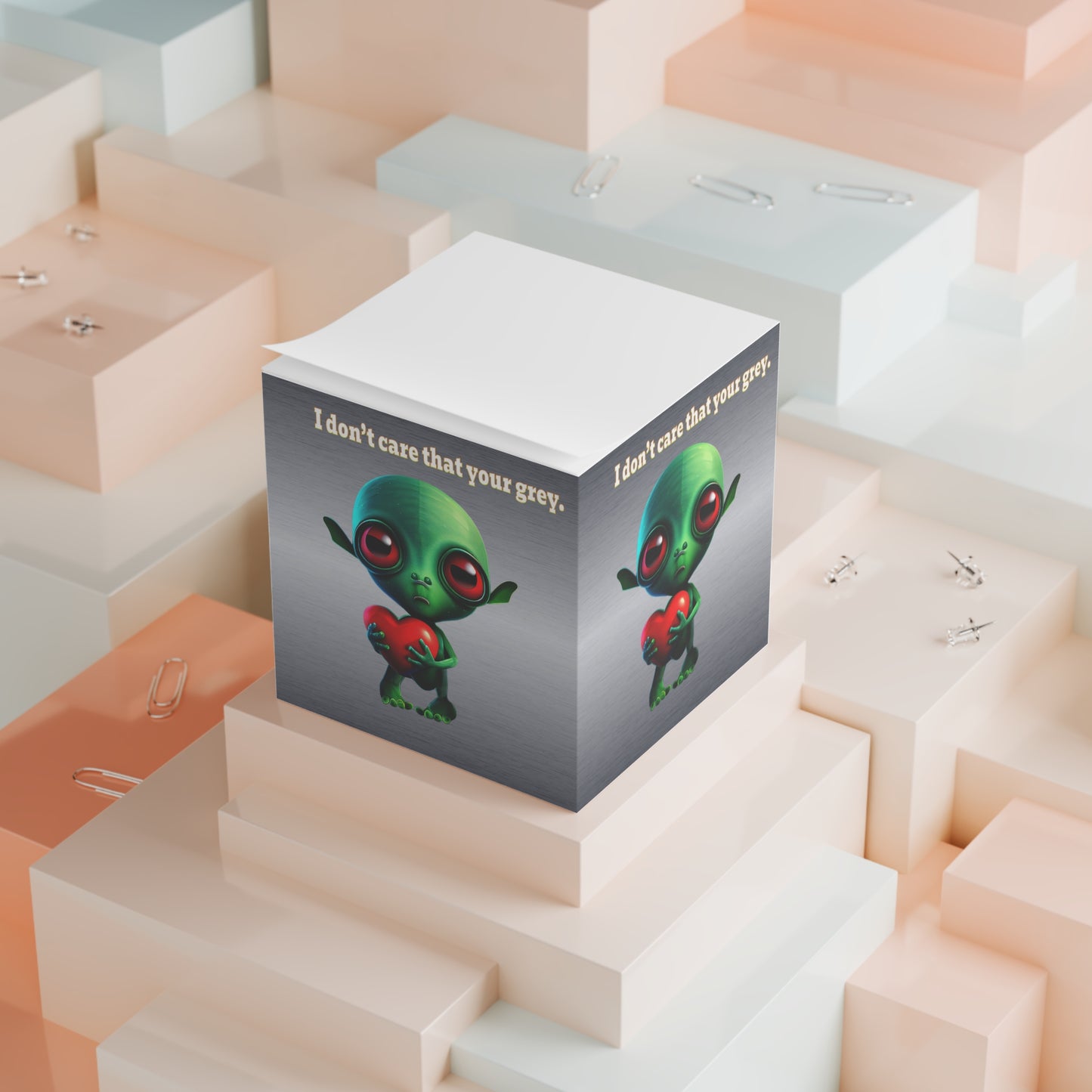 I don't care that your grey - note cube (brushed nickel)