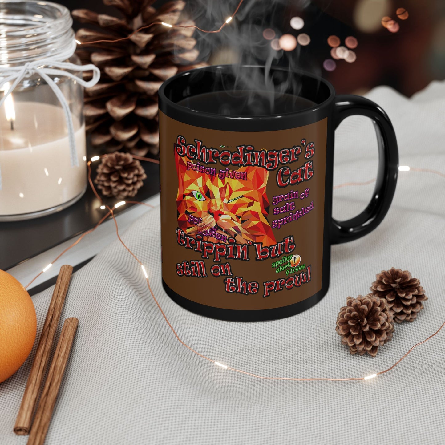 schrodinger's cat - Black Mug (brown)
