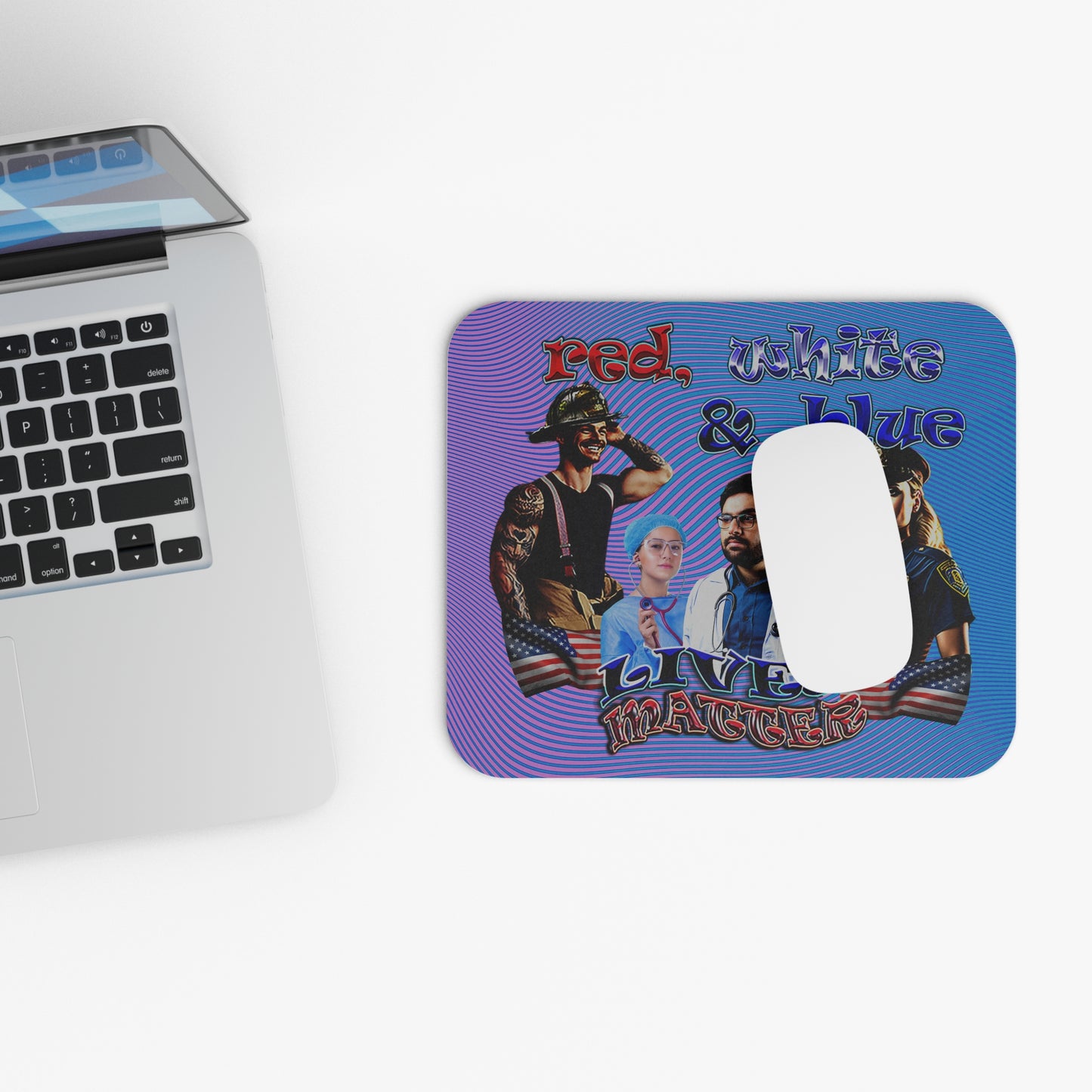 rw&b lives matter - Mouse Pad (Rectangle) (light blue-purple wave)