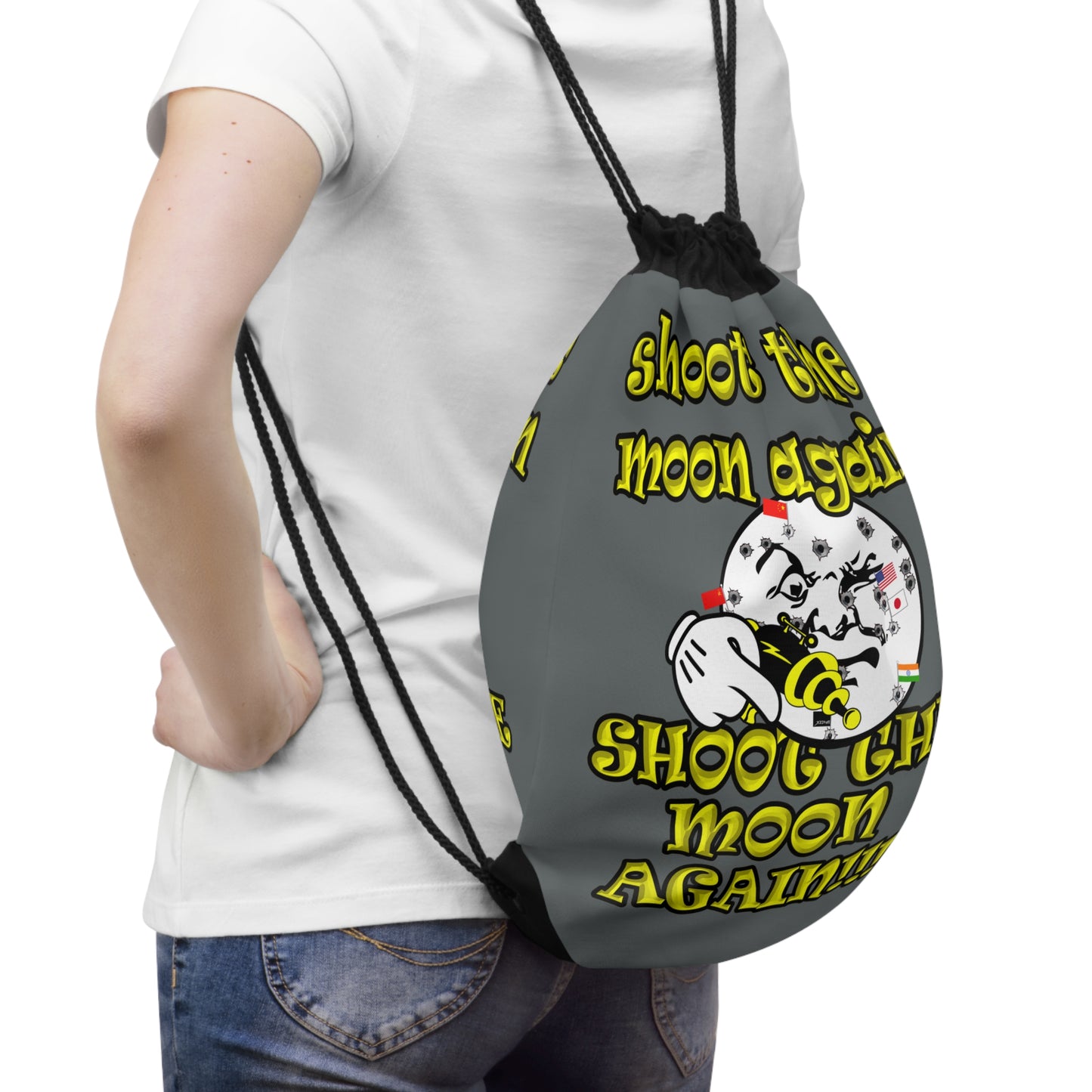 shoot the moon again - Drawstring Bag (dark grey)
