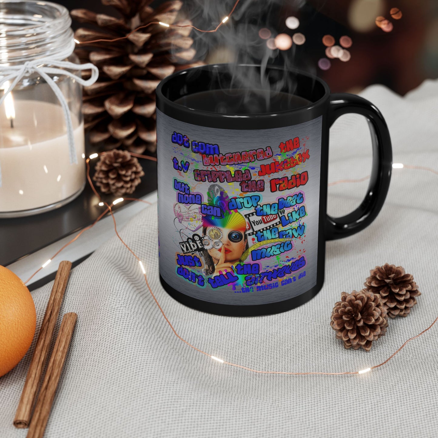 drop the beat - Black Mug (brushed nickel)