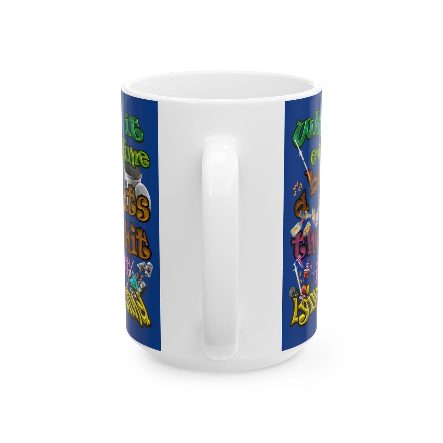 the bum's shit - White Mug (dark blue)