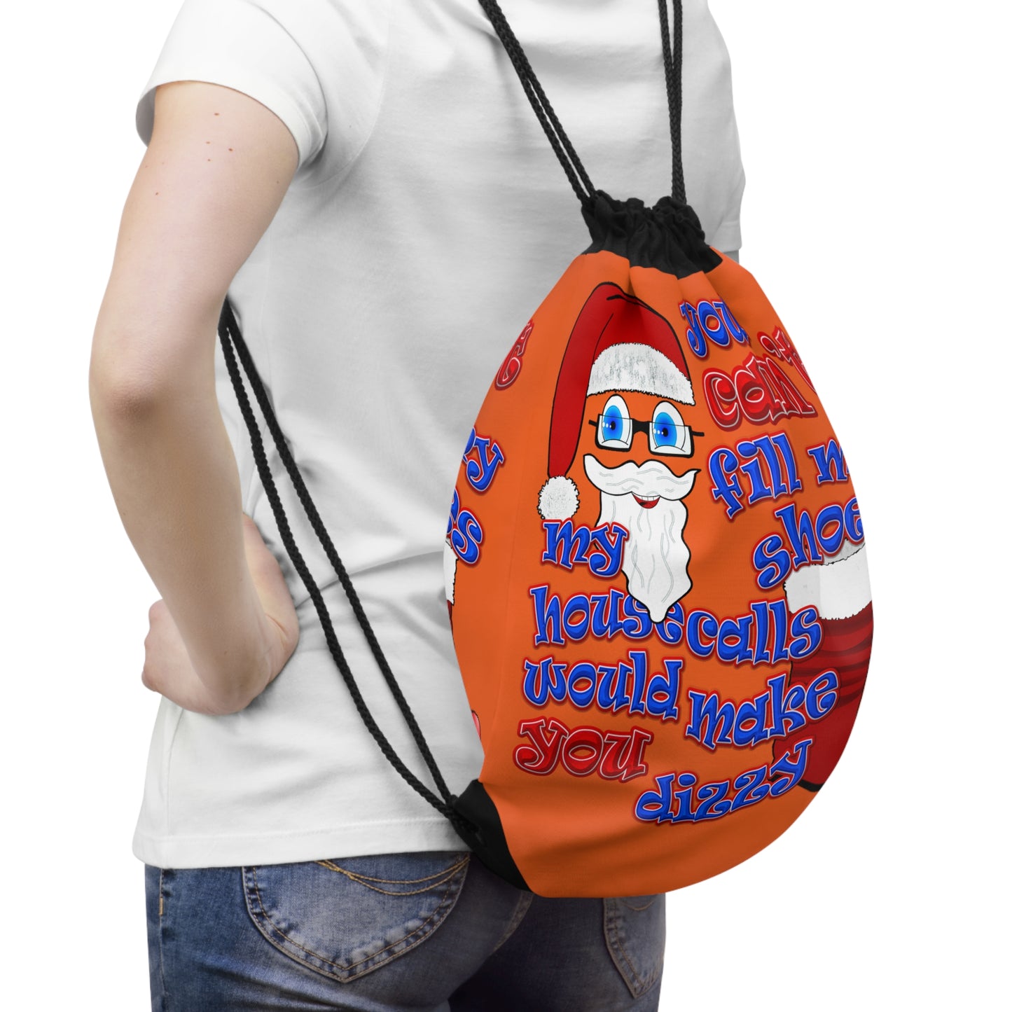 santa's shoes - Drawstring Bag (orange)