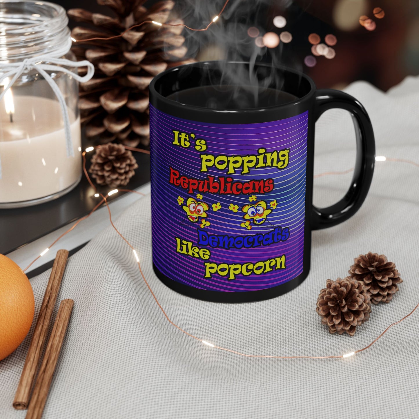 popping like popcorn - Black Mug (purple wave)