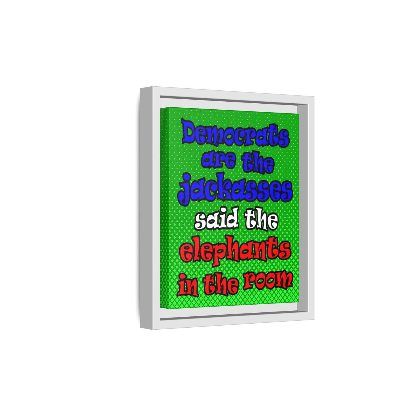 donkeys and elephants - framed canvas art (logo green)