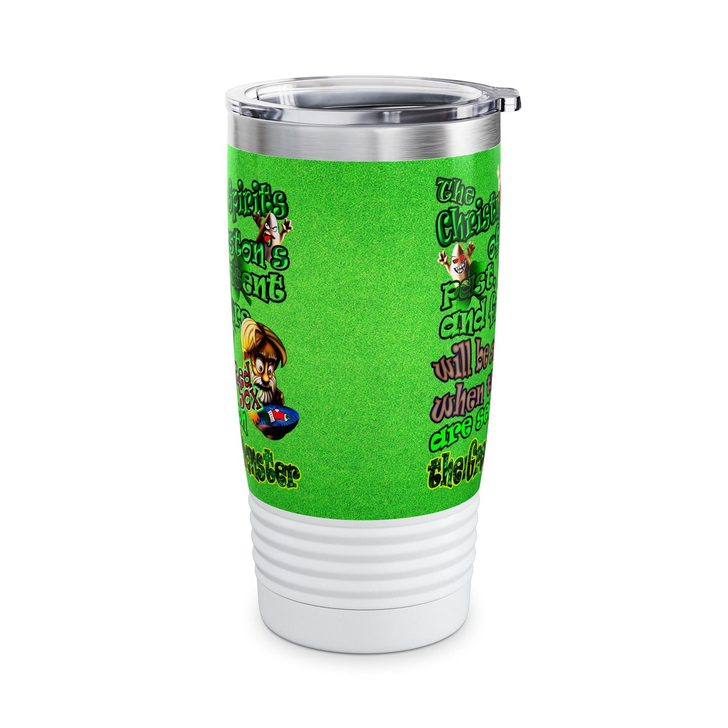 christmas spirits of boston - Ringneck Tumbler, 20oz (green turf)