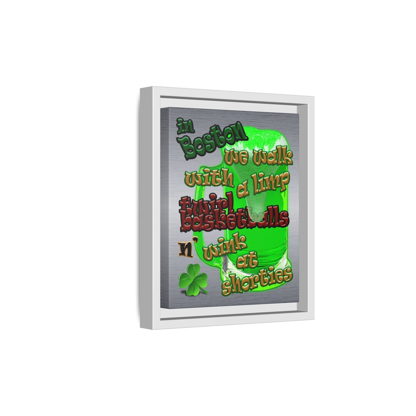 celtics logo - framed canvas art (brushed nickel)