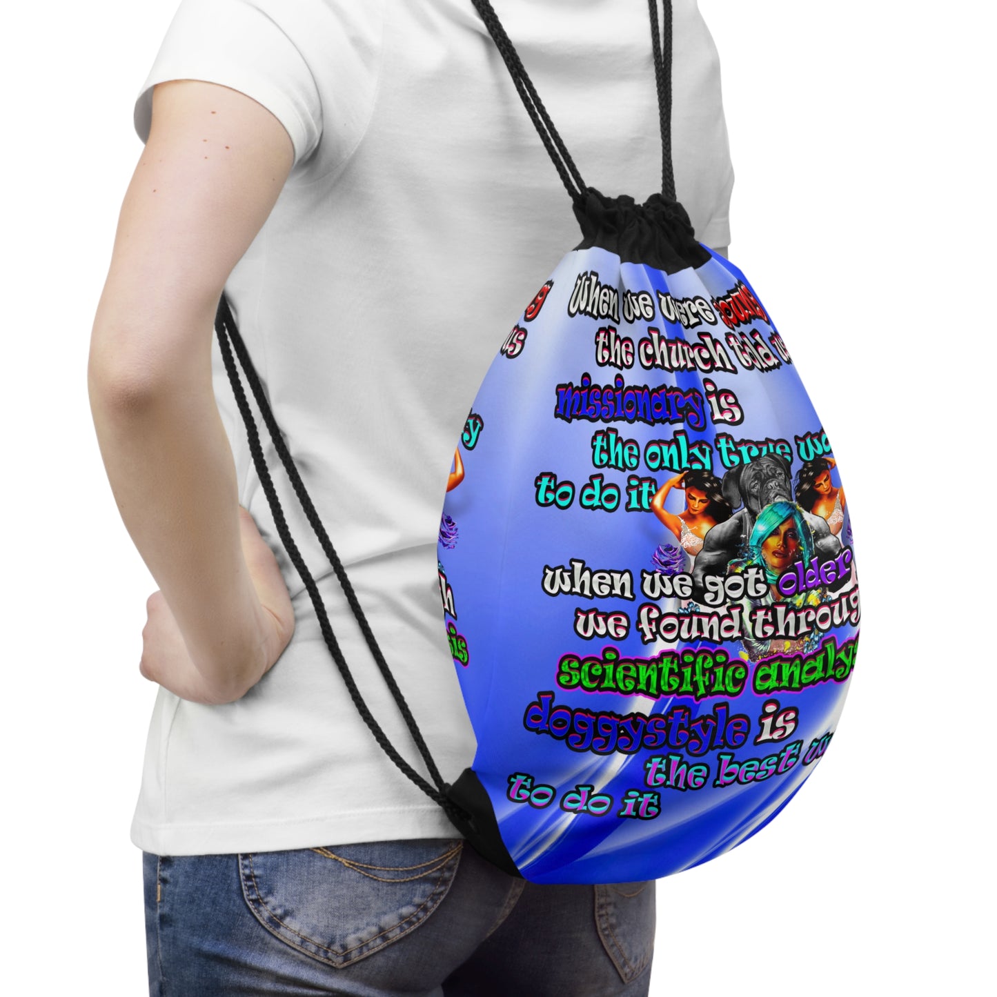 doggystyle - Drawstring Bag (blue-white wave)