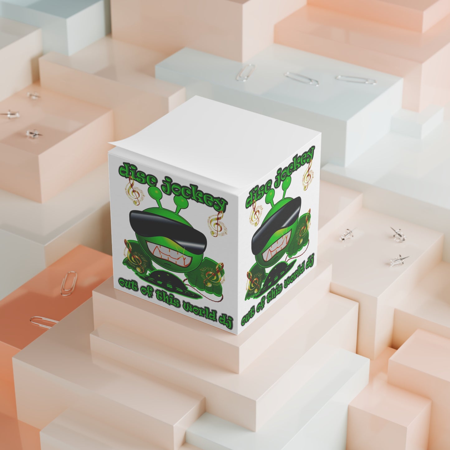disc jockey - note cube (white)