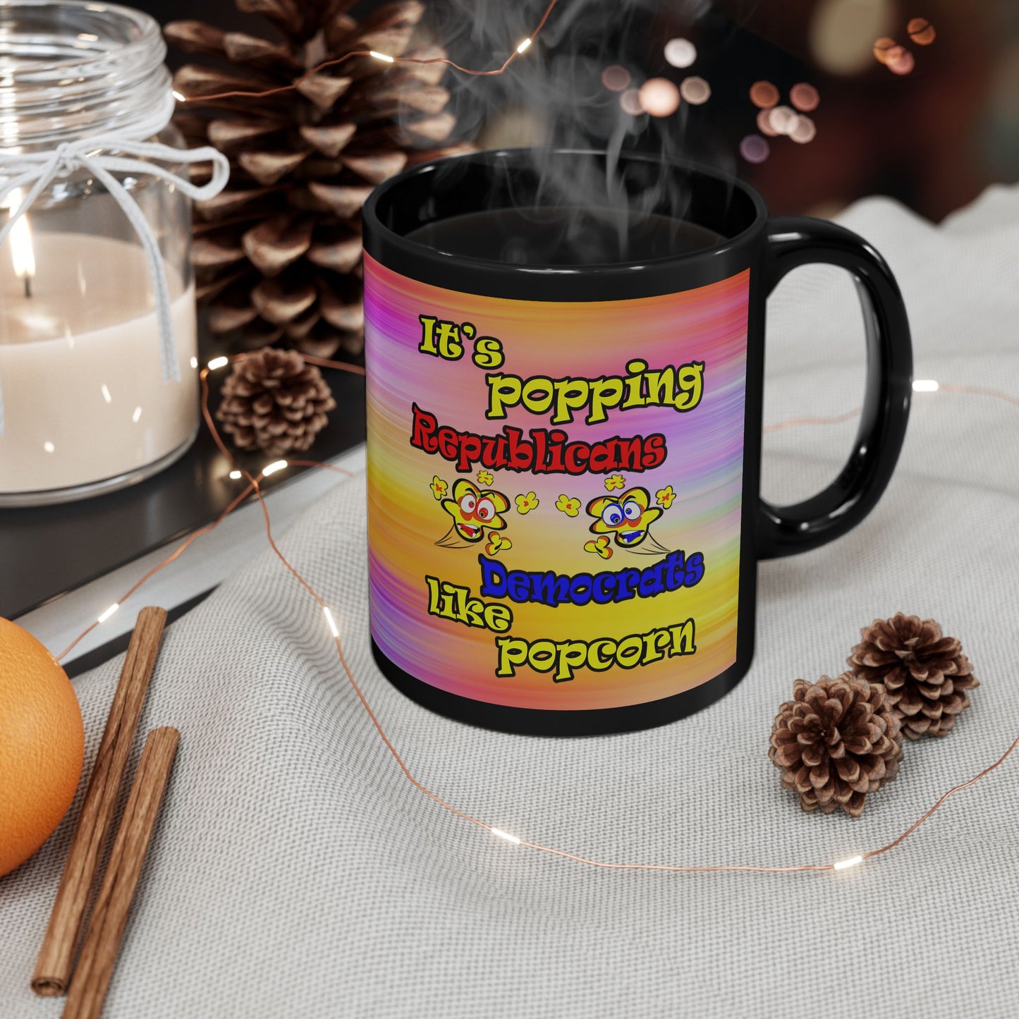 popping like popcorn - Black Mug (color blur)