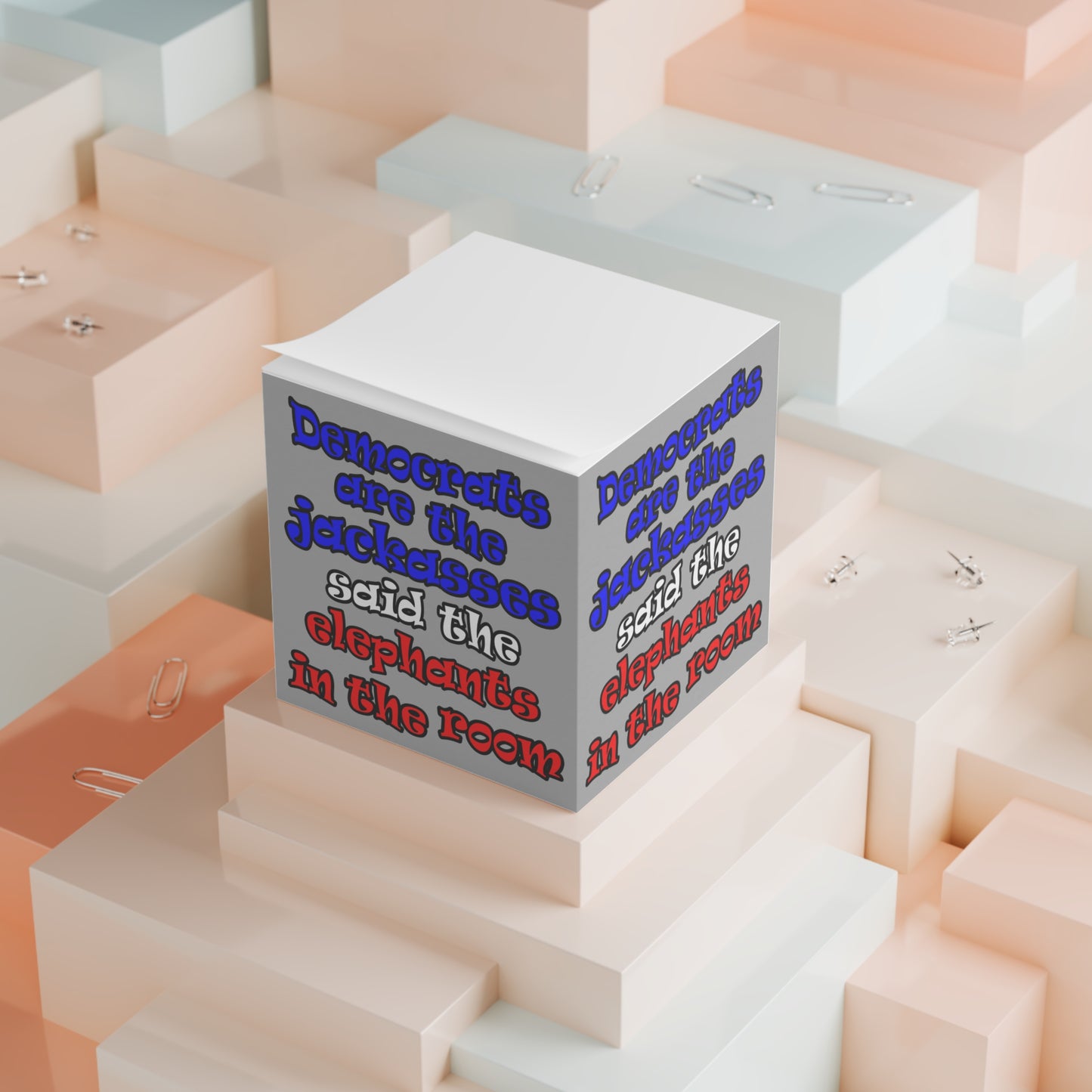 donkeys and elephants - note cube (light grey)
