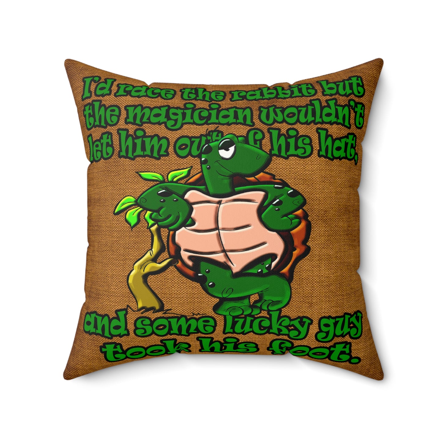 turtle race - Faux Suede Square Pillow - (dichromatic brown papyrus)