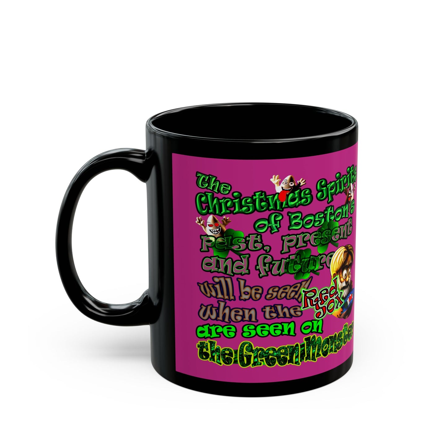 christmas spirits of boston - Black Mug (pink)