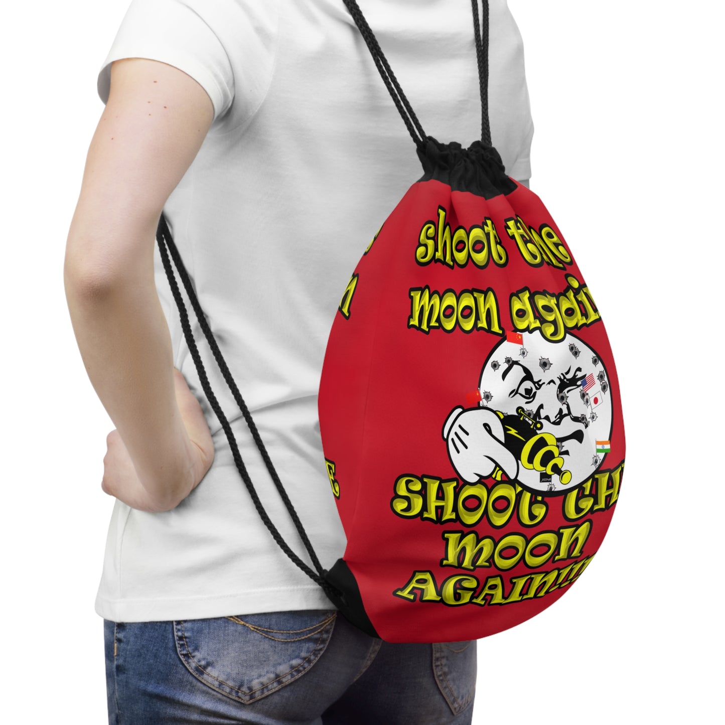 shoot the moon again - Drawstring Bag (dark red)
