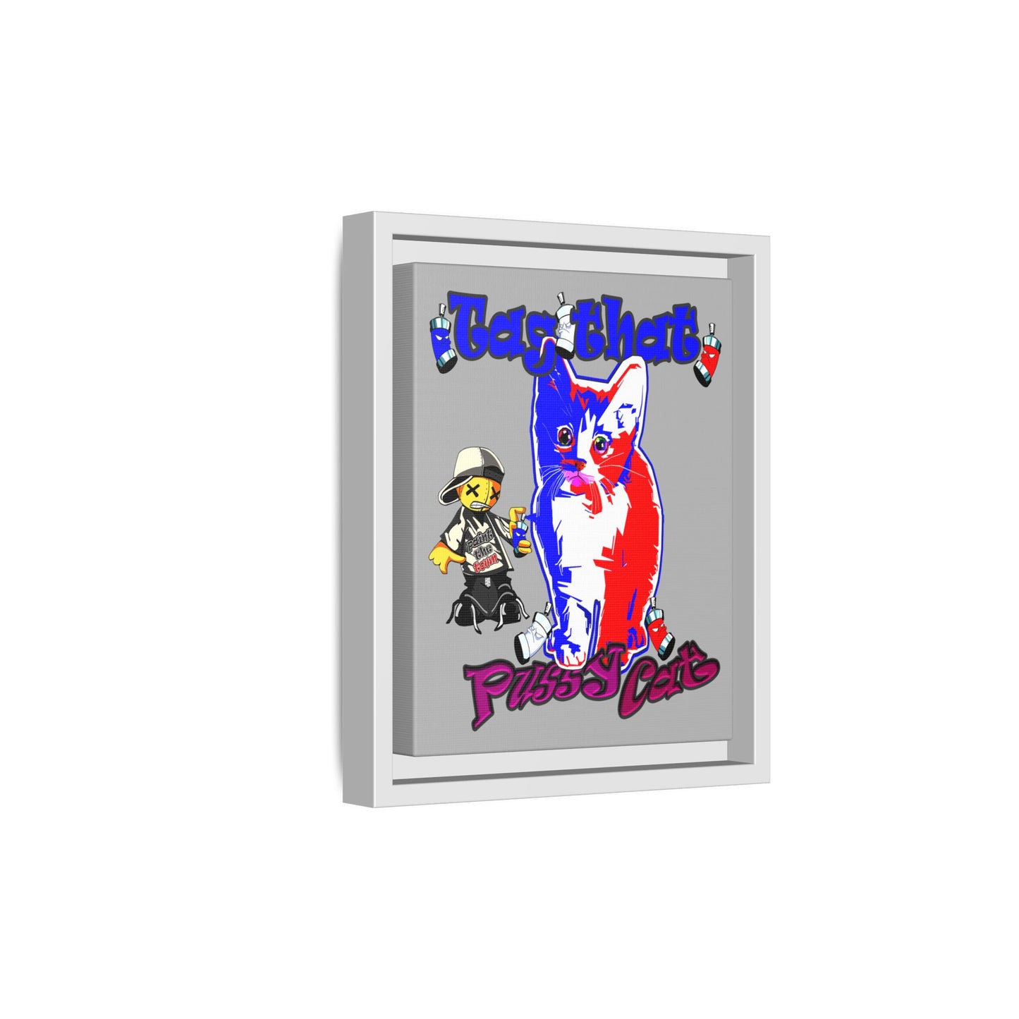 tag that - framed canvas art (light grey)
