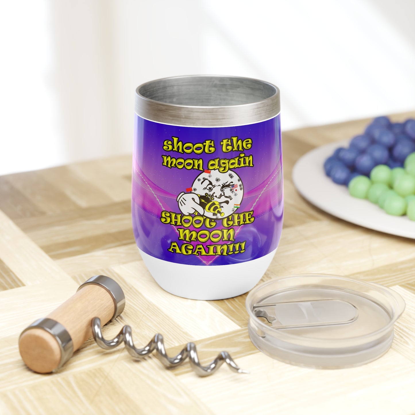 shoot the moon again - Chill Wine Tumbler (purple-pink wave)