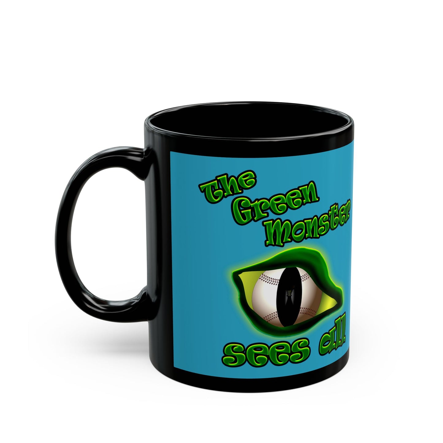 green monster - Black Mug (turquoise)