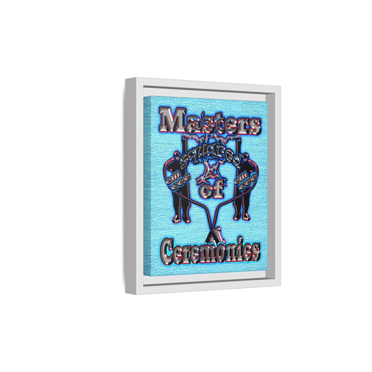 em cee squared - framed canvas art (faded blue)