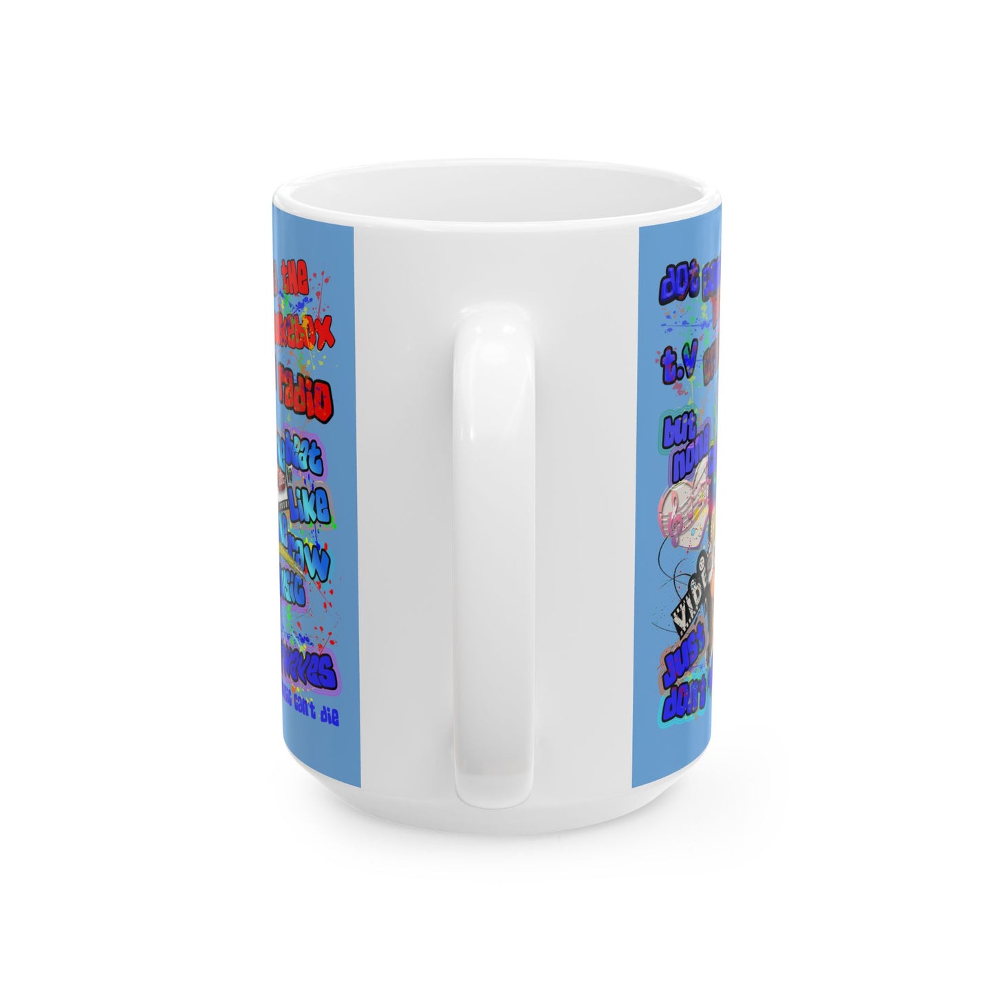 drop the beat - White Mug (light blue)