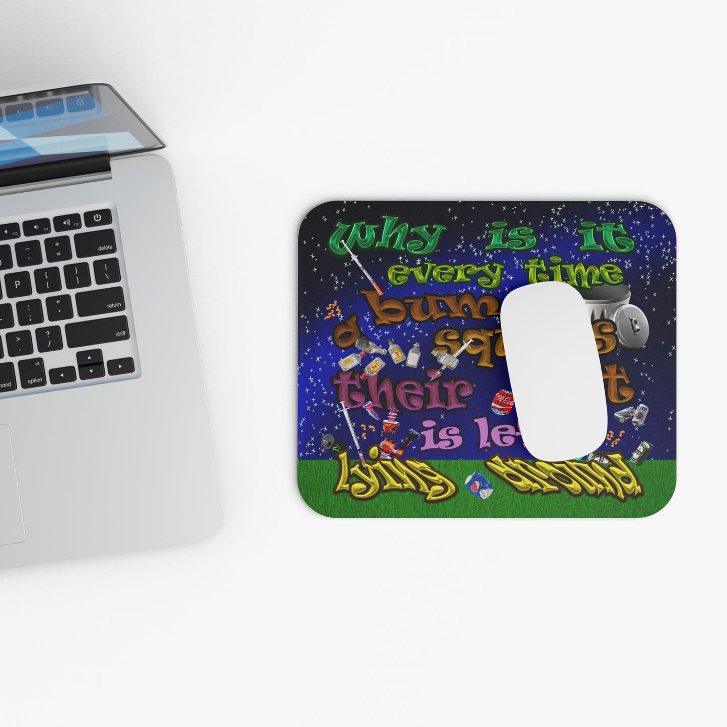 the bum's shit - Mouse Pad (Rectangle) ('snoops' background)