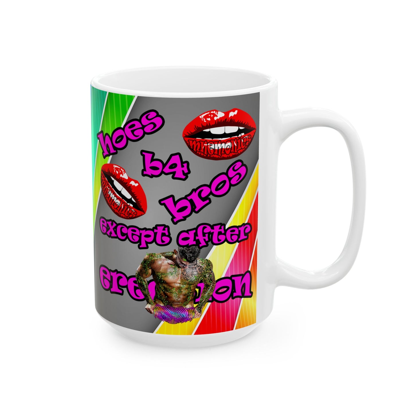 hoes b4 bros - White Mug (rainbow split)