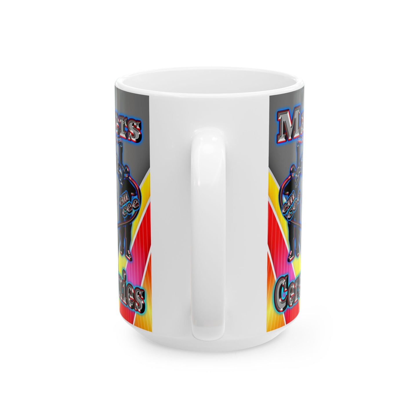 em cee squared - White Mug (rainbow split)