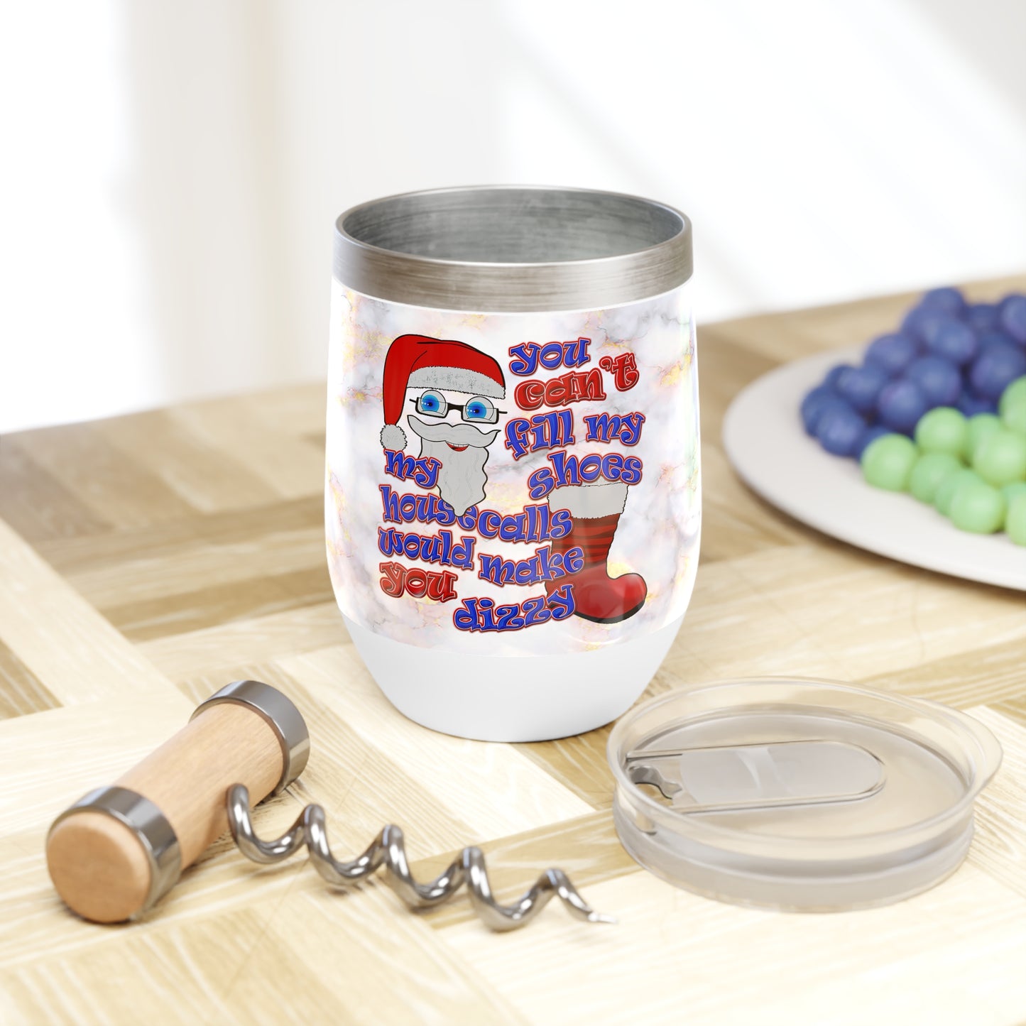 santa's shoes - Chill Wine Tumbler (white marble)