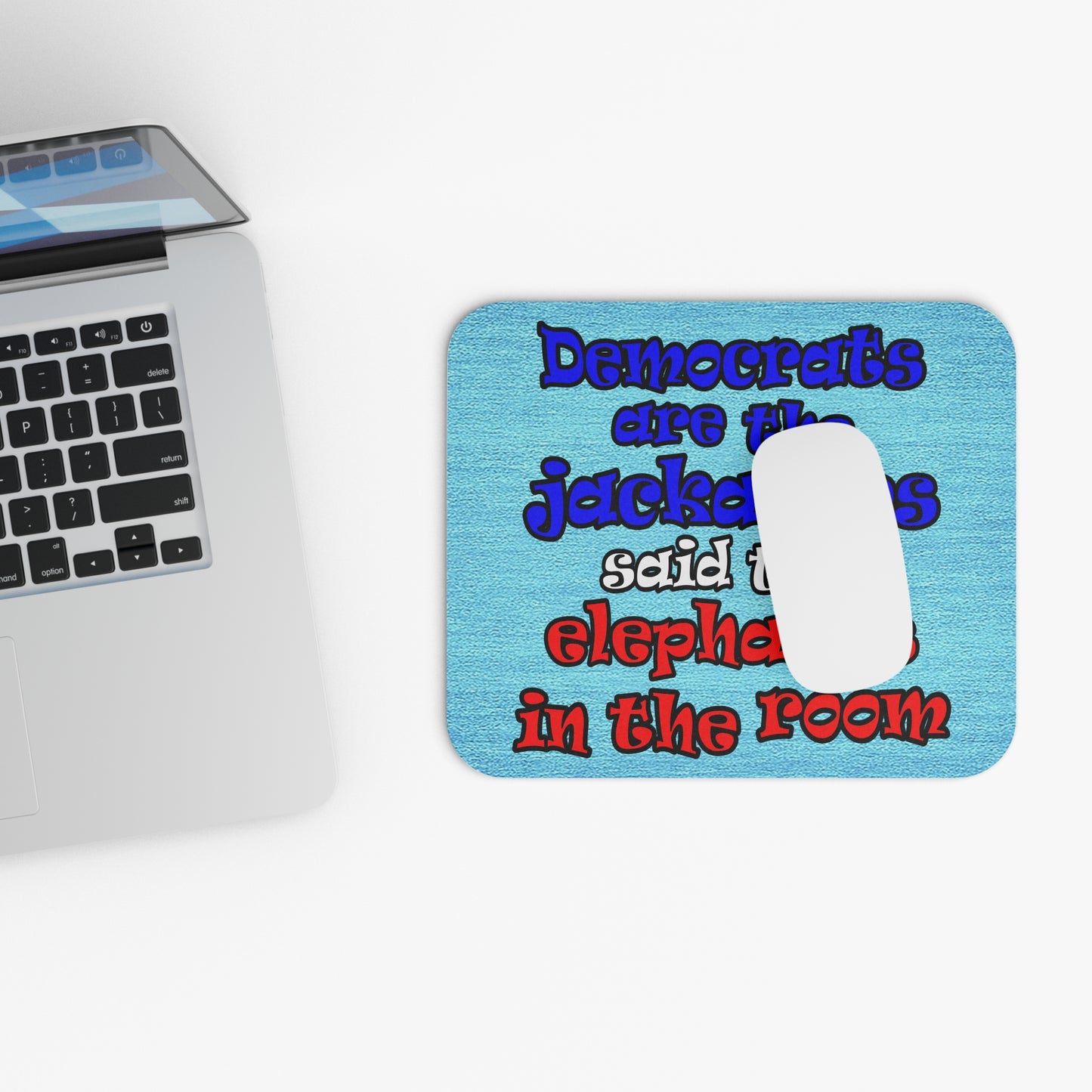 donkeys and elephants - Mouse Pad (Rectangle) (faded blue)