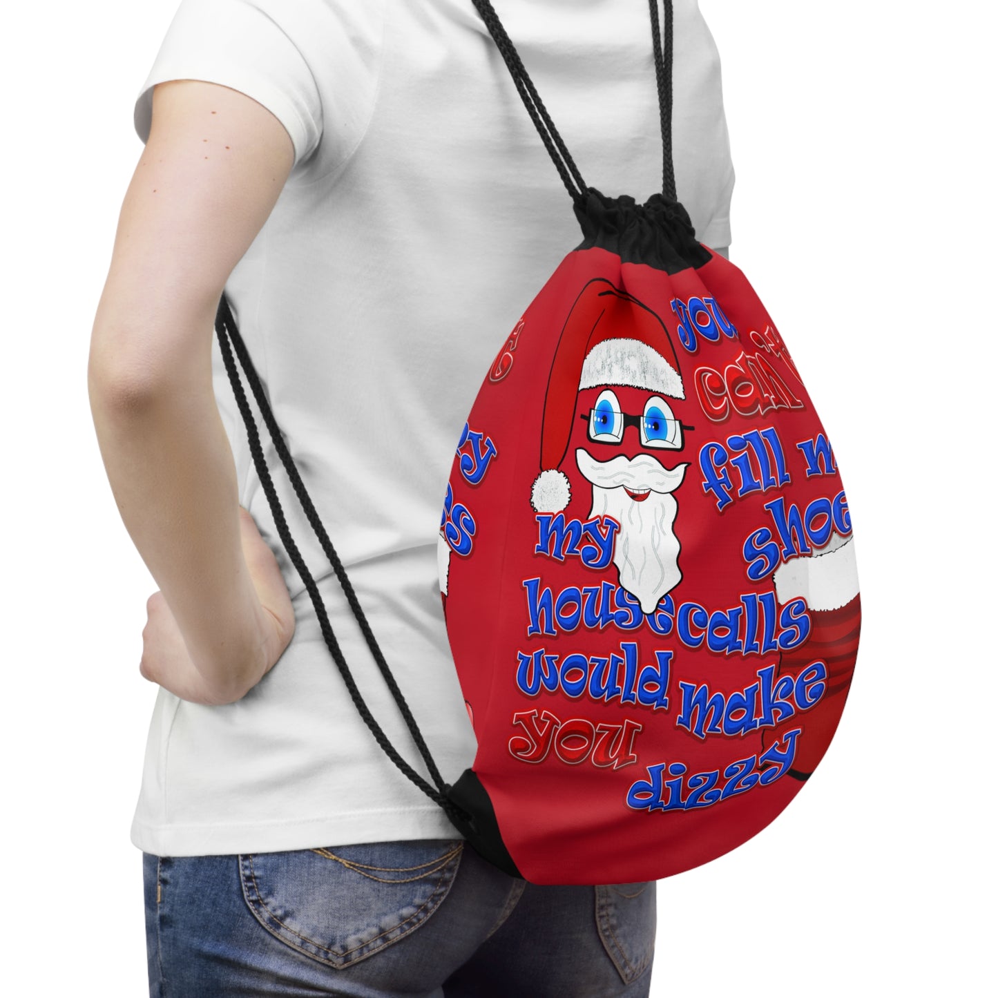 santa's shoes - Drawstring Bag (dark red)