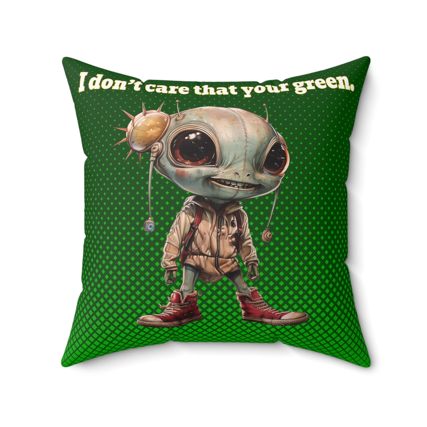 I don't care that your grey - Faux Suede Square Pillow - (logo green)