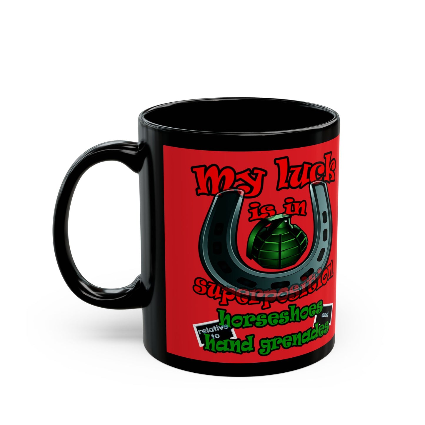 my luck - Black Mug (red)