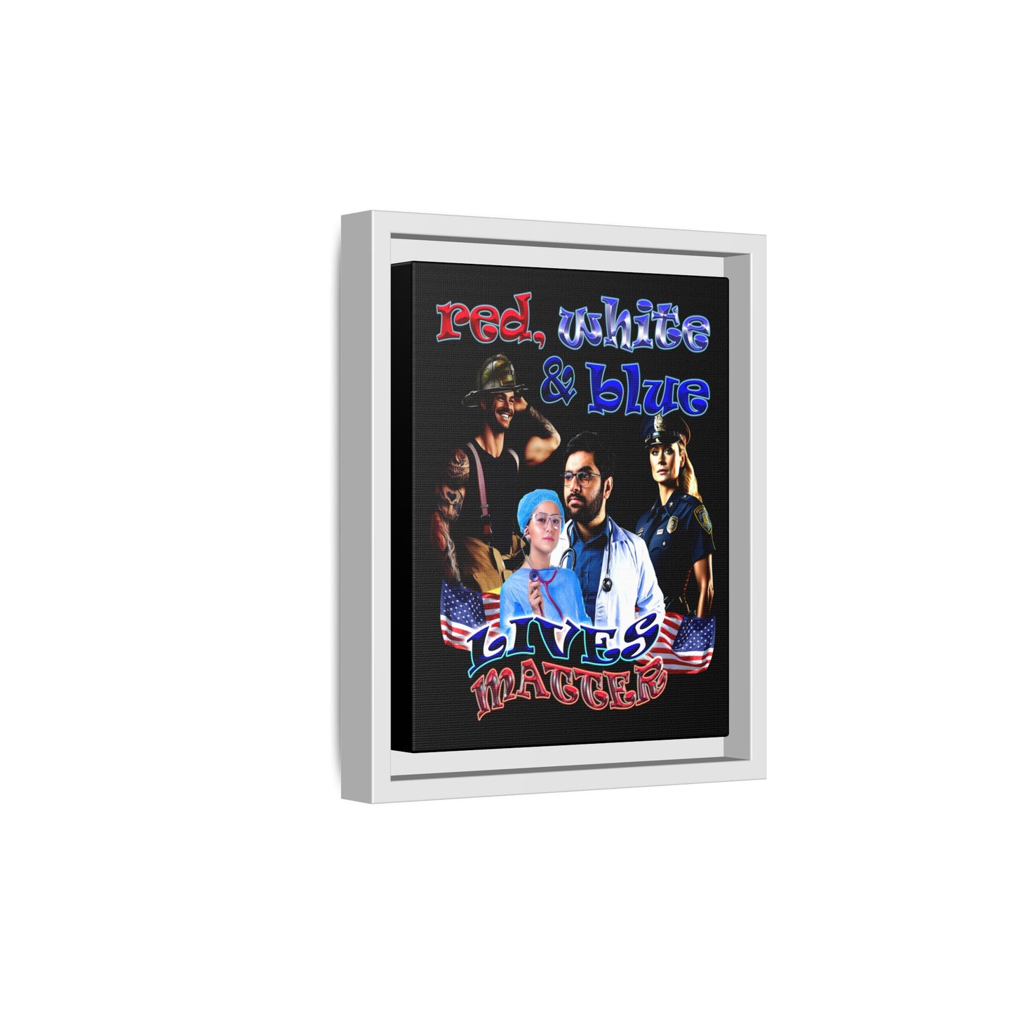 rw&b lives matter - framed canvas art (black)