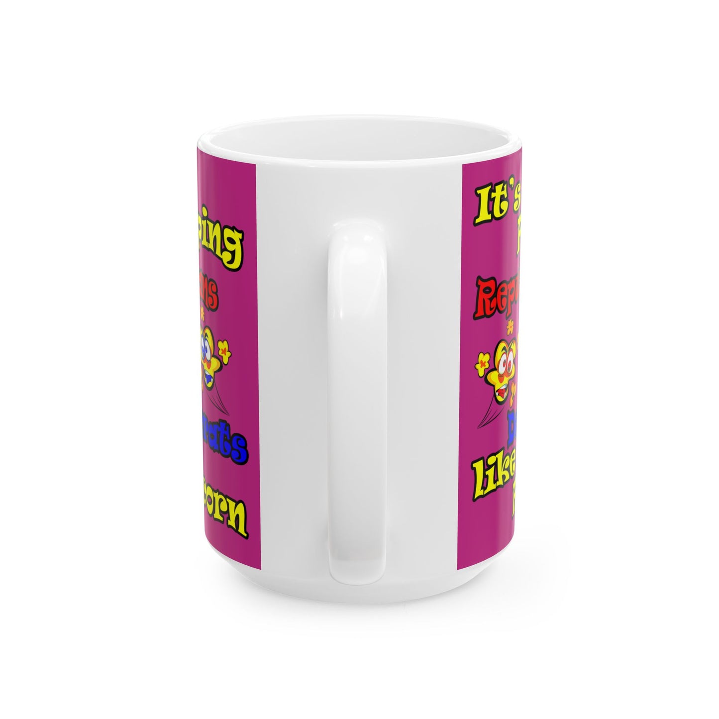 popping like popcorn - White Mug (pink)