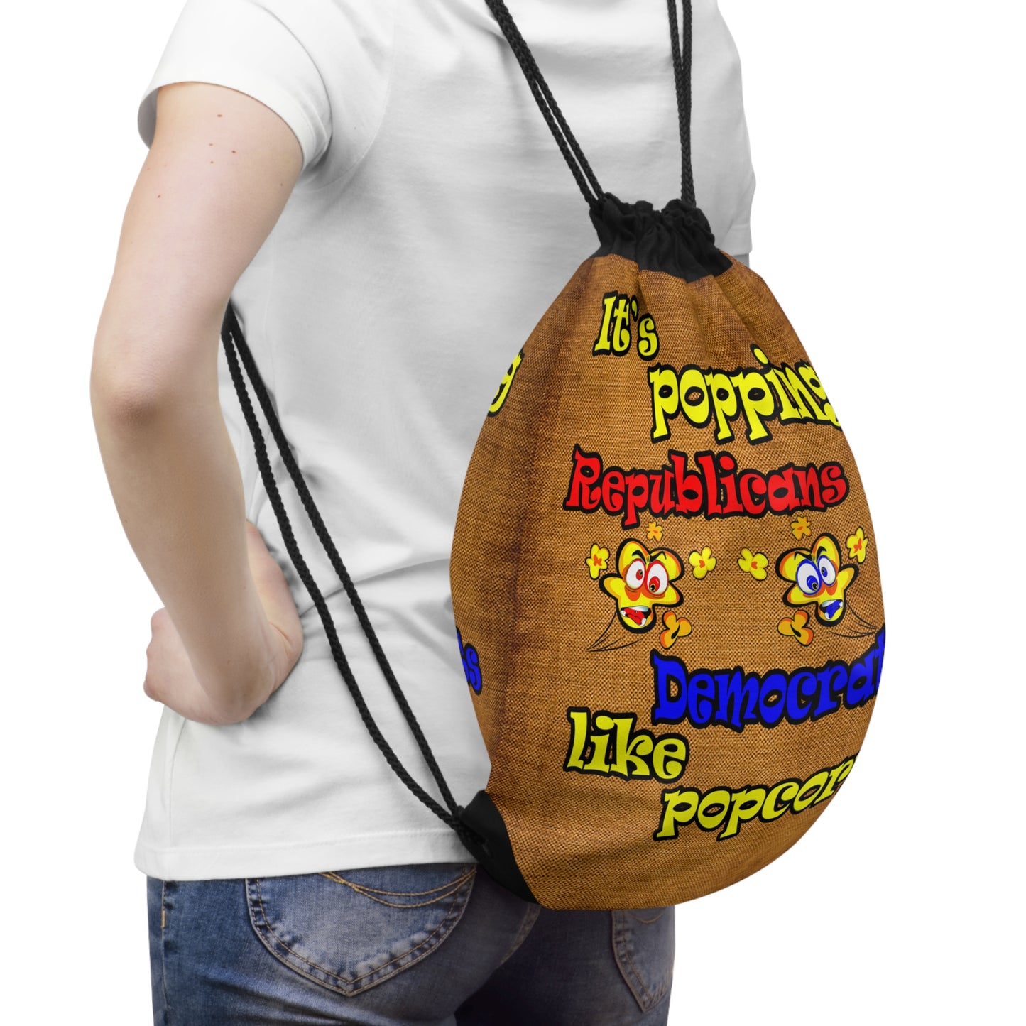 popping like popcorn - Drawstring Bag (dichromatic brown papyrus)