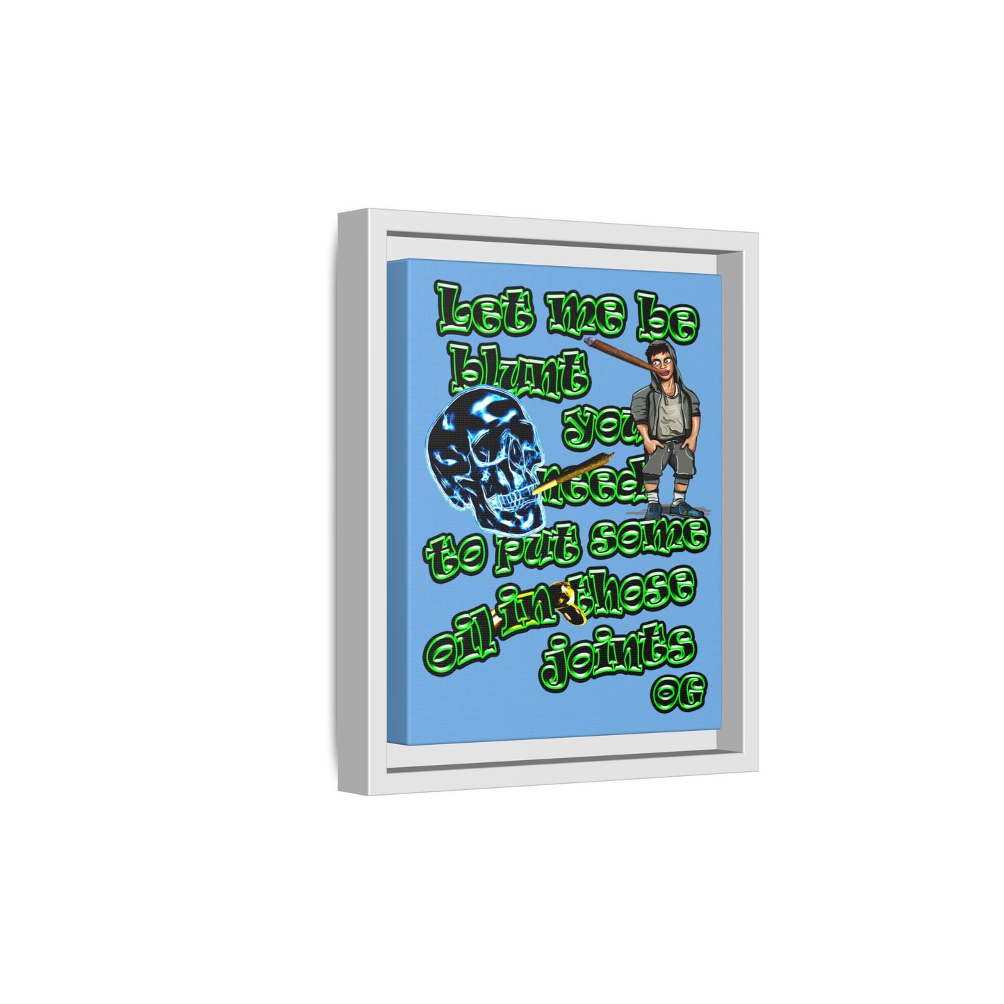 og - framed canvas art (light blue)