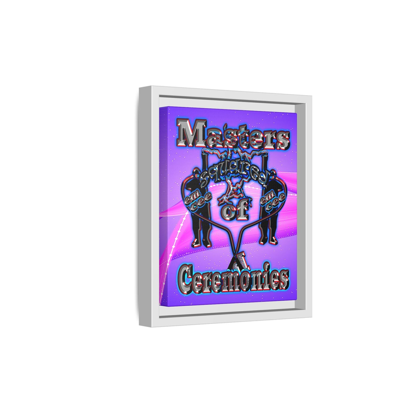 em cee squared - framed canvas art (purple-pink wave)