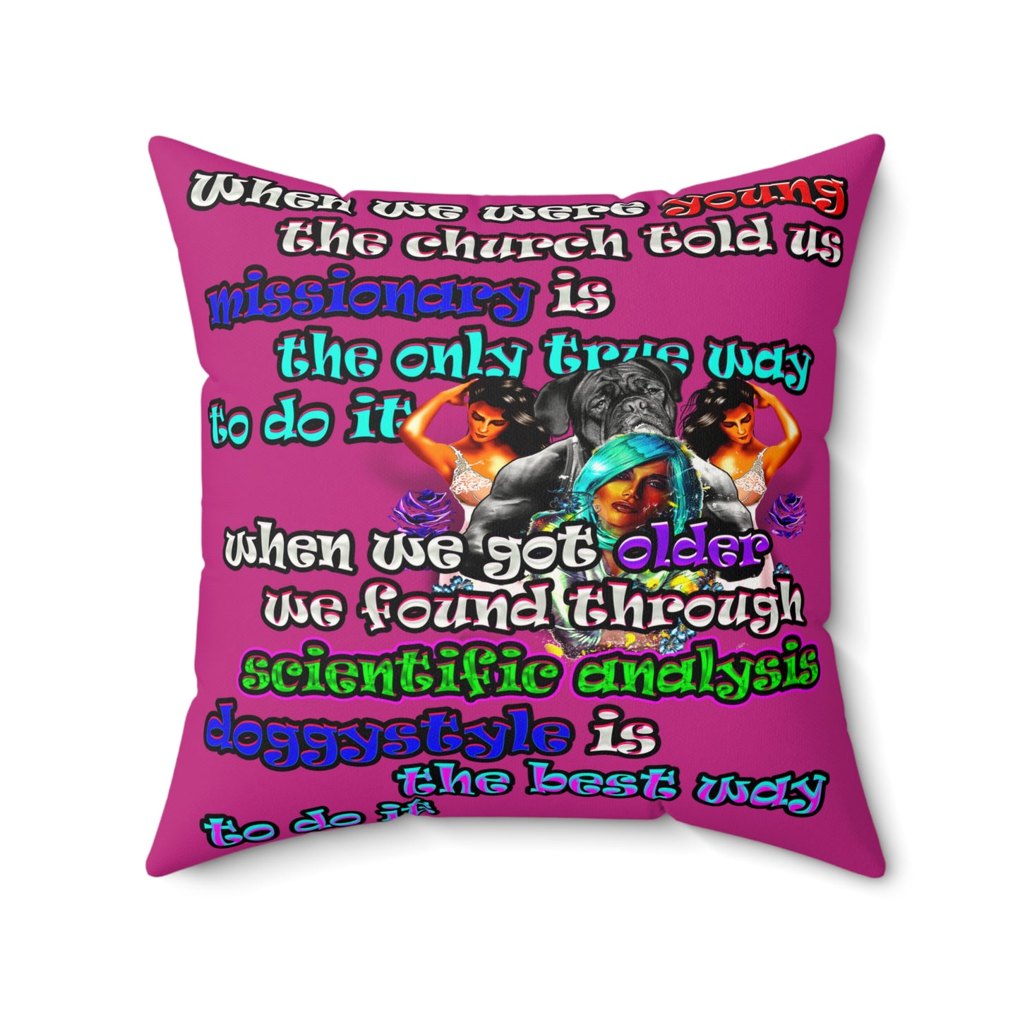 doggystyle - Faux Suede Square Pillow - (pink)
