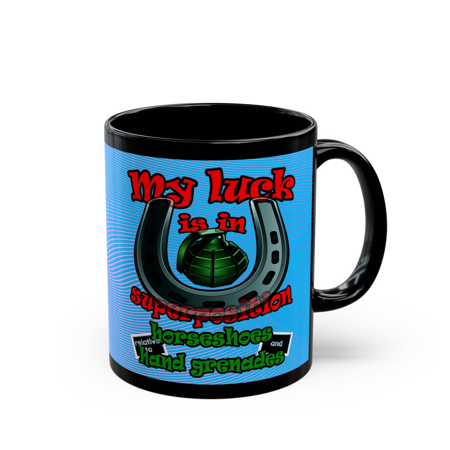 my luck - Black Mug (light blue-purple wave)