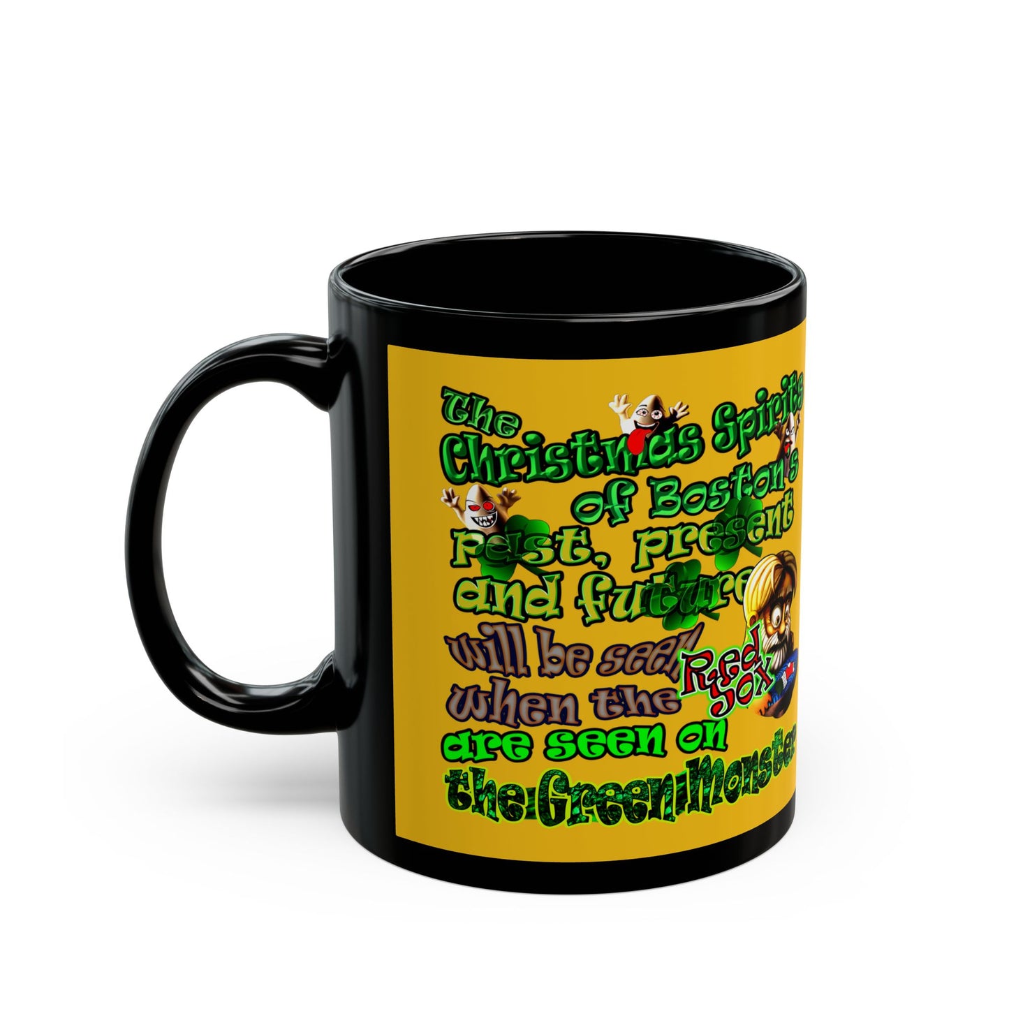 christmas spirits of boston - Black Mug (yellow)