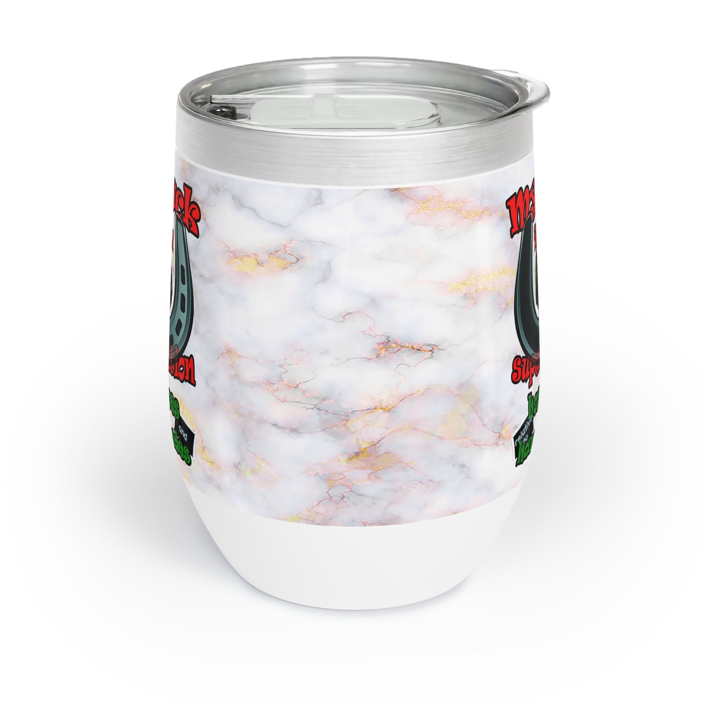 my luck - Chill Wine Tumbler (white marble)