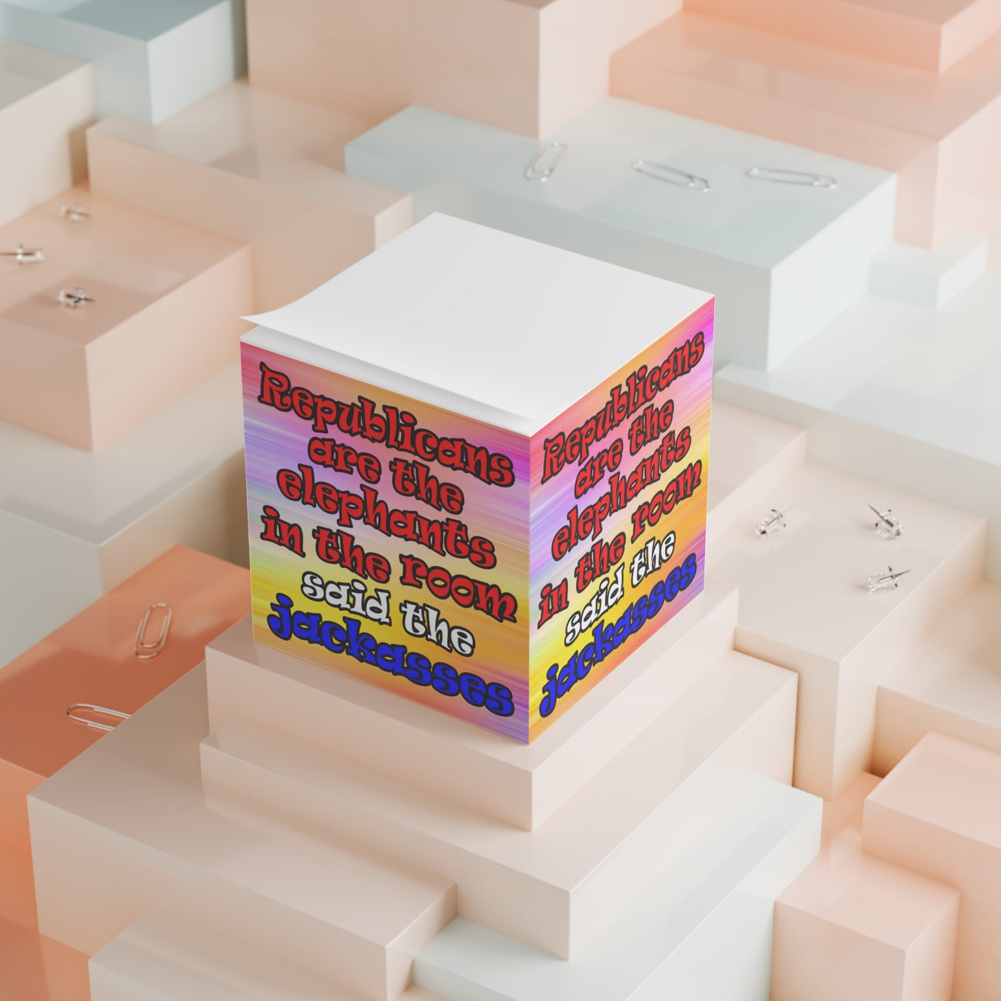 donkeys and elephants - note cube (color blur)