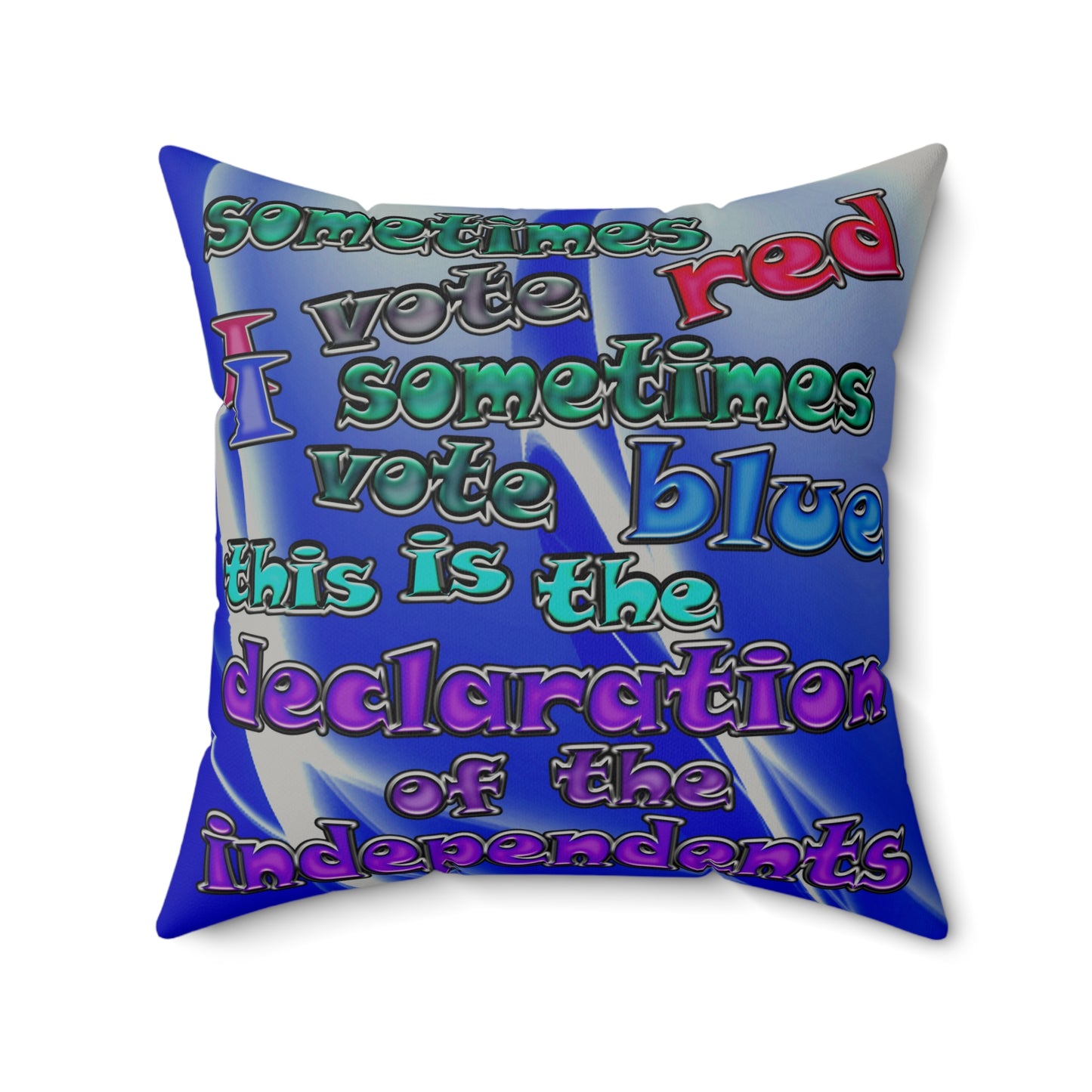 declaration of the independents - Faux Suede Square Pillow - (blue-white wave)