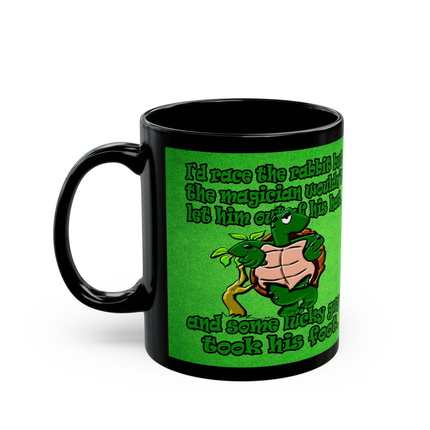 turtle race - Black Mug (green turf)