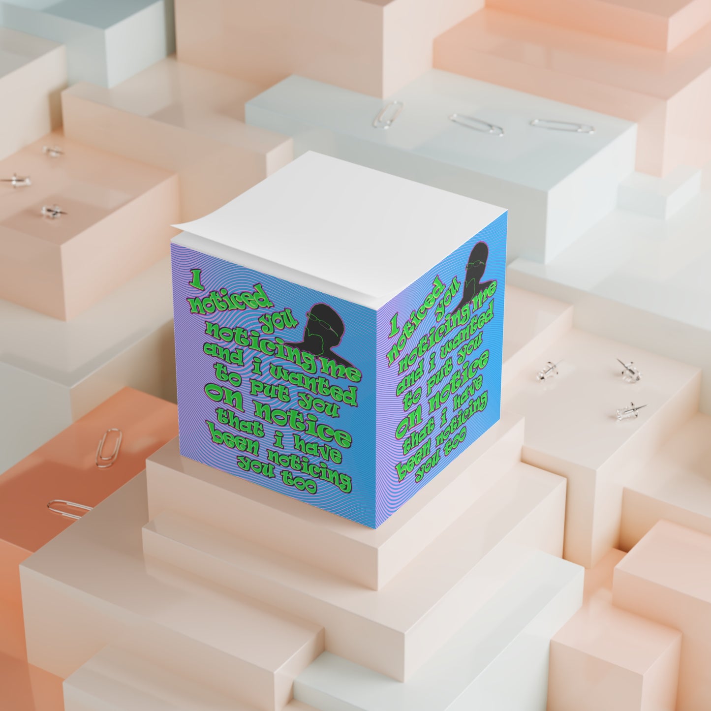 noticed you noticing - note cube (light blue-purple wave)