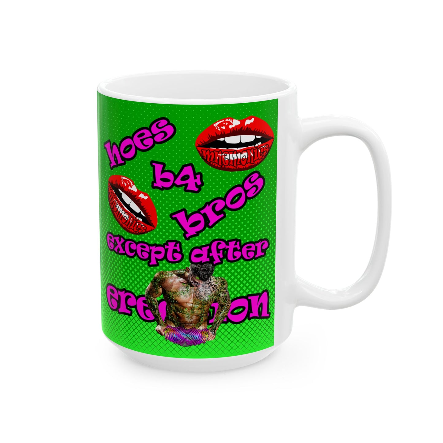 hoes b4 bros - White Mug (logo green)