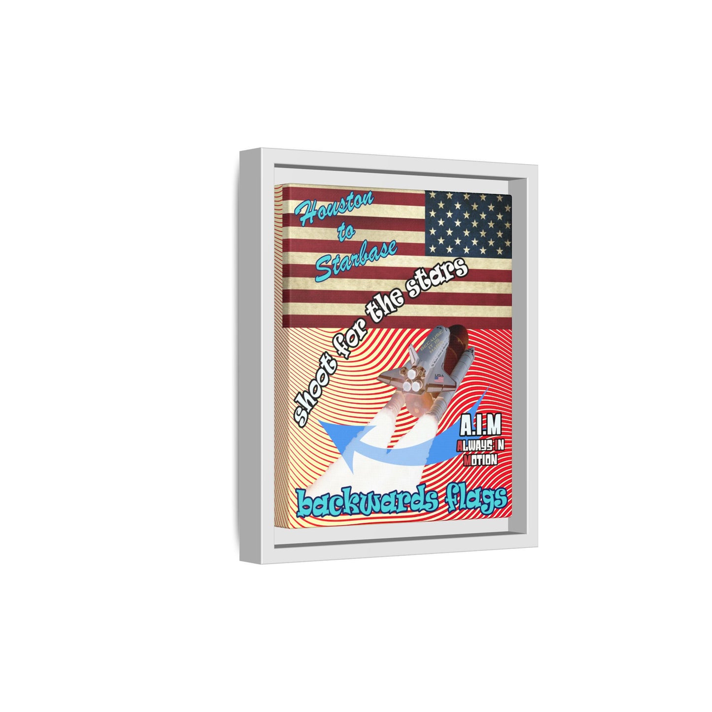 shoot for the stars - framed canvas art (yellow-orange wave)