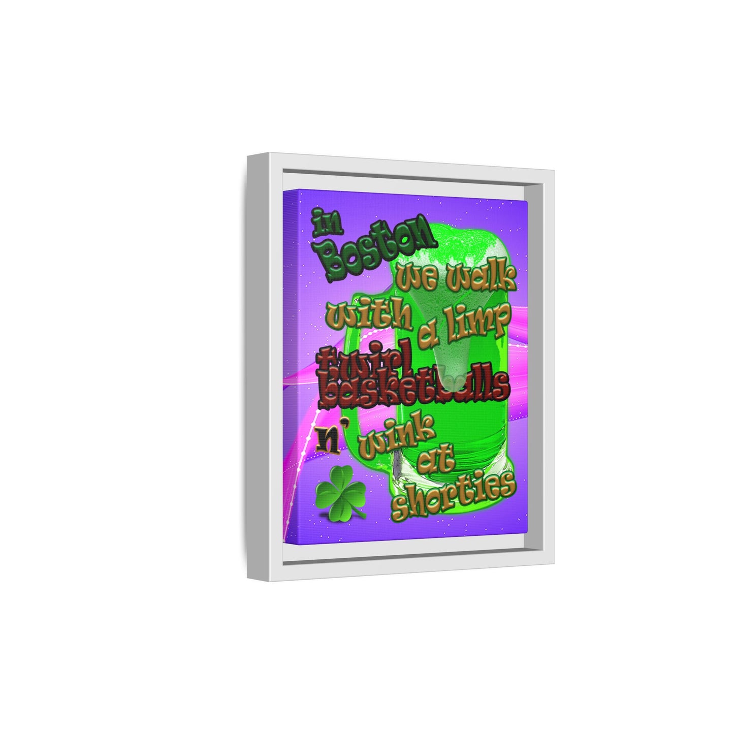 celtics logo - framed canvas art (purple-pink wave)