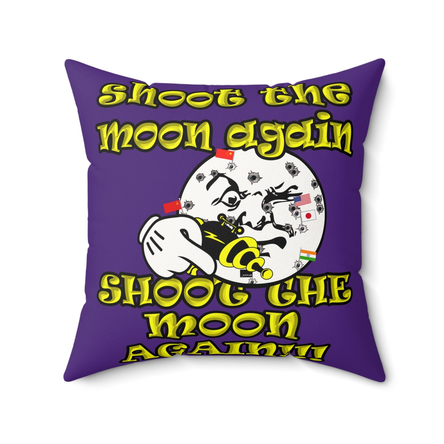 shoot the moon again - Faux Suede Square Pillow - (purple)