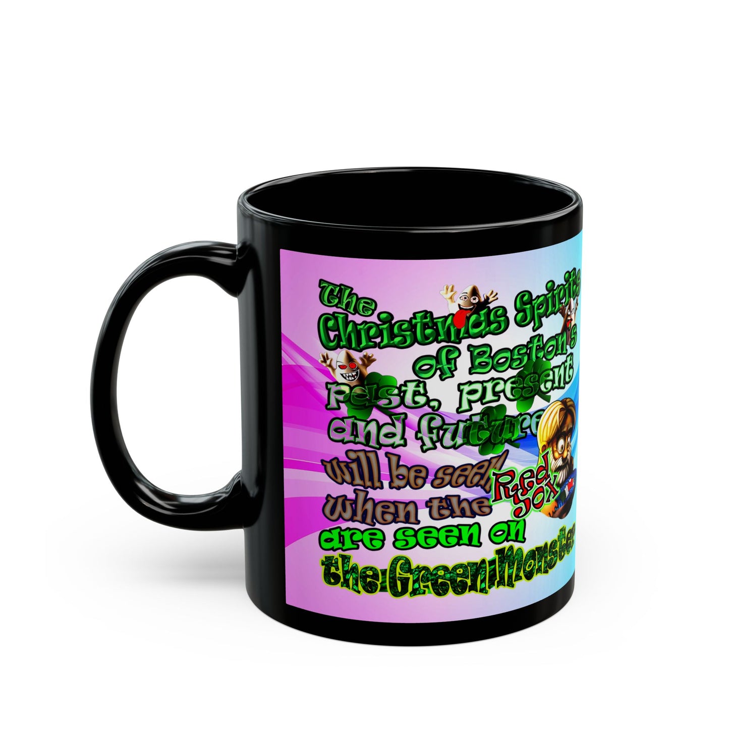 christmas spirits of boston - Black Mug (light blue-pink wave)